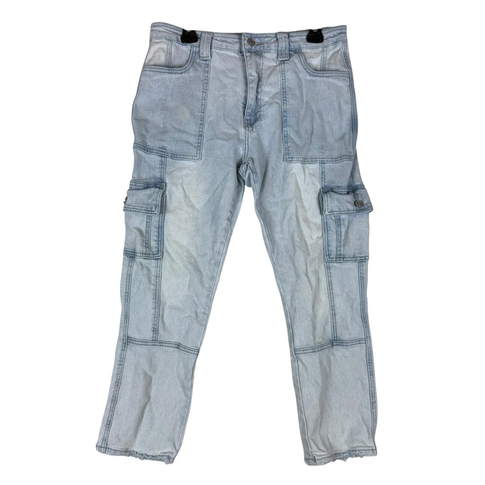 KanCan Cargo‎ Straight Jeans Womens 28 Blue Light Wash High Rise Relaxed Denim